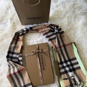 Burberry Beige and Black Checkered Scarf
